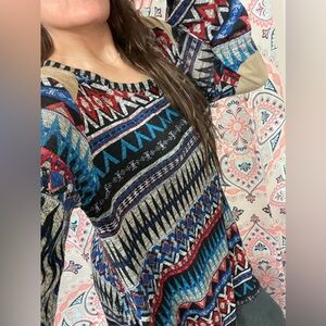 2X Women's Multicolor Geometric Pattern Top